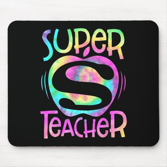 Teacher Back To School Apple Tie Dye Funny First D Mouse Pad (Front)