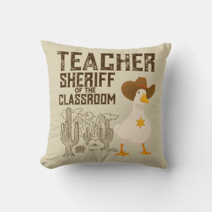 Teacher Back to school Cowboy Retro Goose Funny Throw Pillow