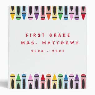 Teacher Back to School Cute Color Crayon 3 Ring Binder