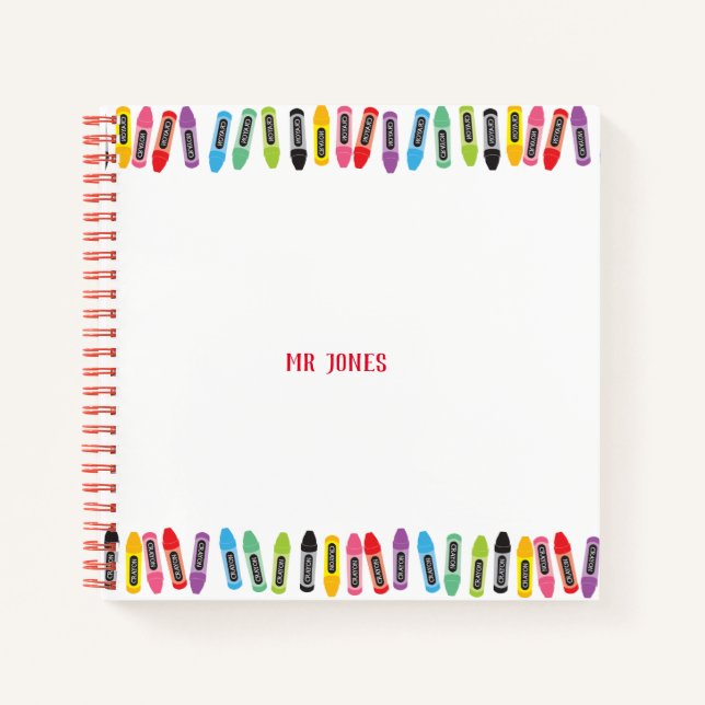 Teacher Back to School Cute Color Crayon Notebook (Front)