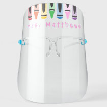 Teacher Back to School Cute Color Crayon Pink Face Shield