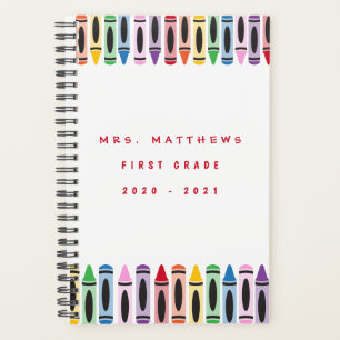 Teacher Back to School Cute Color Crayon Planner