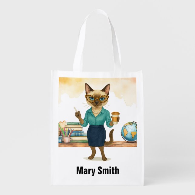 Teacher Back to school for Cat lovers Grocery Bag (Front)