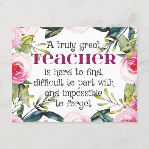 Teacher back to school gift Teacher Welcome sign Postcard