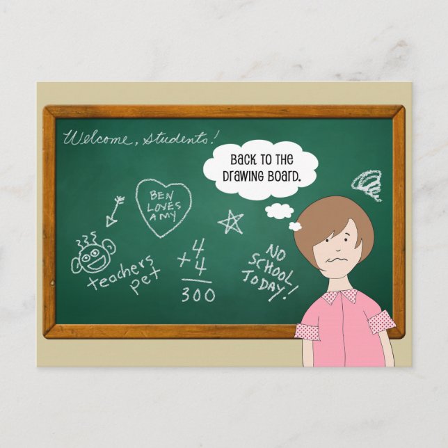 Teacher Back to School | Green Chalkboard Postcard (Front)