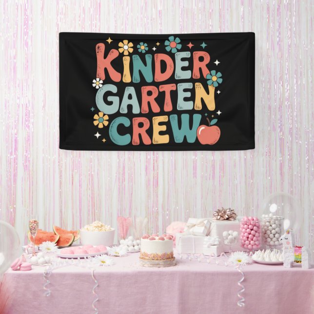 Teacher  Back to School Kindergarten Crew Banner (Party)