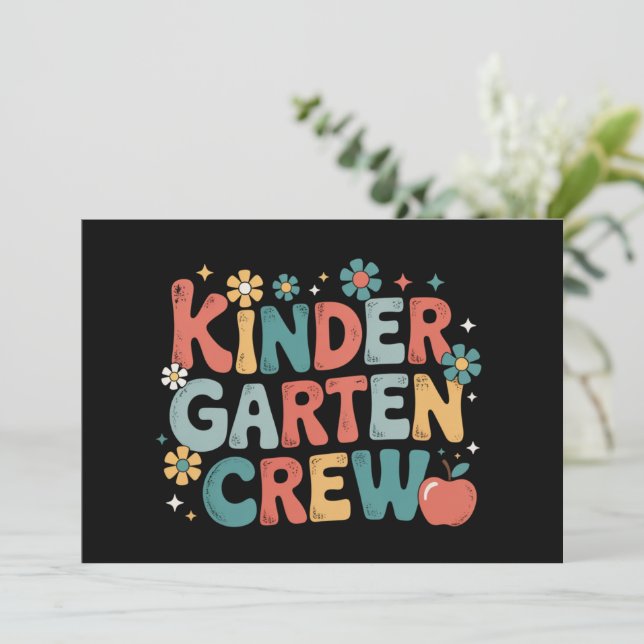 Teacher  Back to School Kindergarten Crew Invitation (Standing Front)