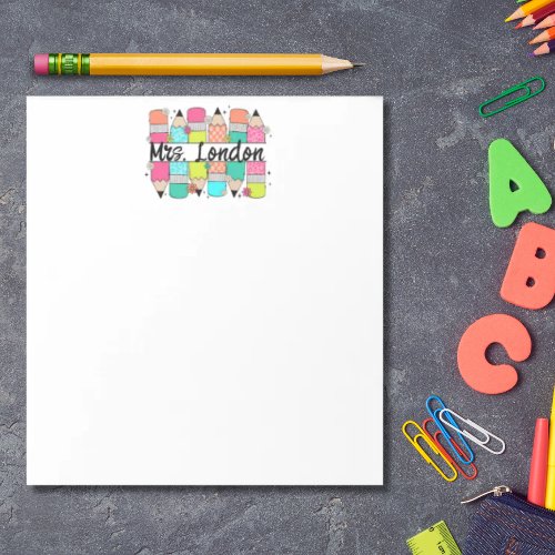 Teacher Back to school Personalized Rainbow Pencil Notepad