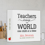 Teacher back to school professional personalized 3 ring binder<br><div class="desc">School inspirational typography script quote and big red apple teacher personalized class binder</div>