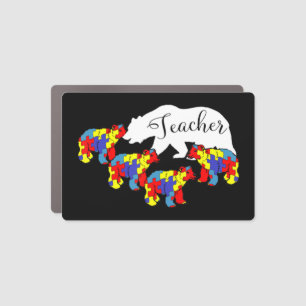 Teacher Bear Autism Awareness Month SPED Teacher M Car Magnet
