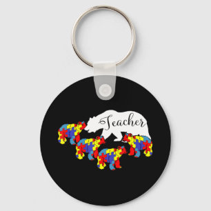 Teacher Bear Autism Awareness Month SPED Teacher M Keychain