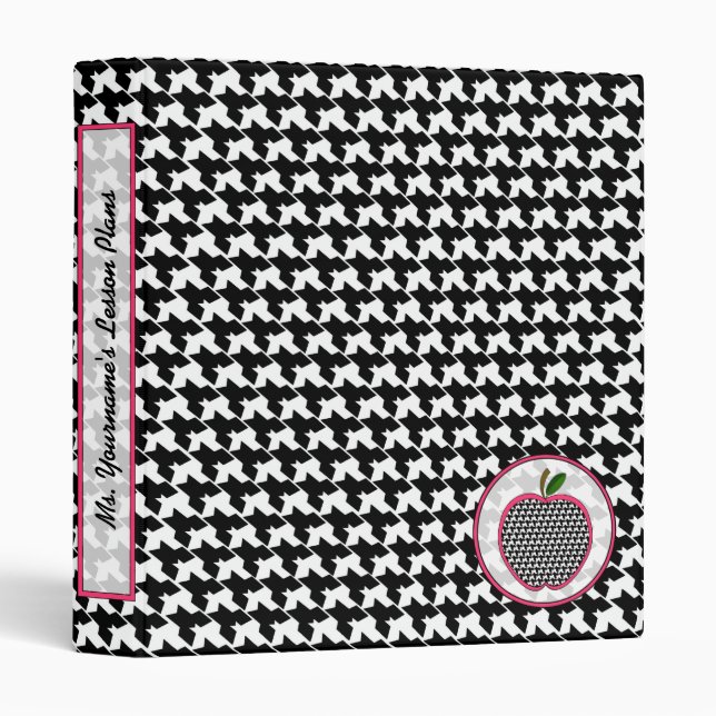 Teacher Binder - Houndstooth Apple (Front/Spine)