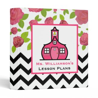 Teacher Binder - Pink Floral & Black Zigzag