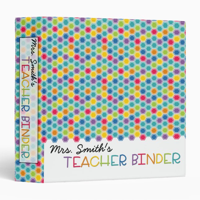 Teacher Binder - Rainbow Honeycomb (Front/Spine)