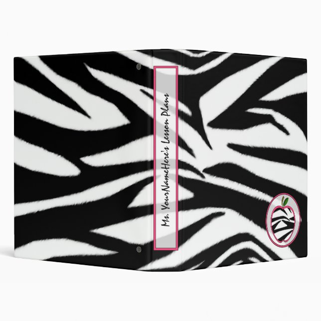 Teacher Binder - Zebra Print Apple (Background)