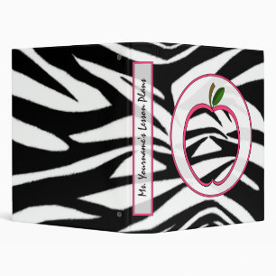 Teacher Binder - Zebra Print Apple