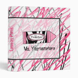 Teacher Binder - Zebra Print Crayon