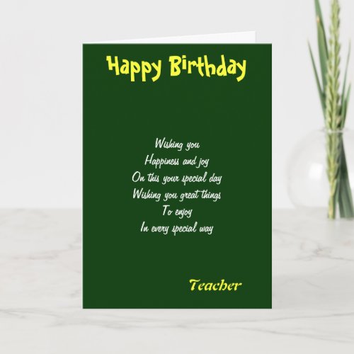 Teacher birthday cards