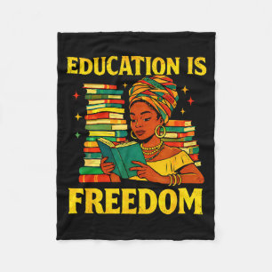 Teacher black history education is freedom afro fleece blanket