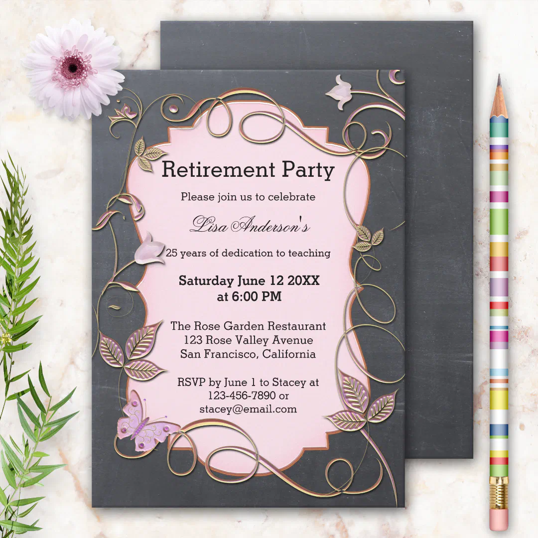 Teacher Blackboard Retirement Party Invitation (Creator Uploaded)