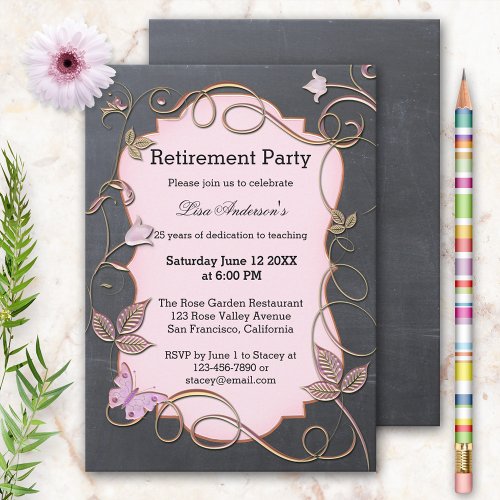 Teacher Blackboard Retirement Party Invitation