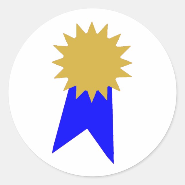 Teacher Blue Ribbon Gold Star Students Award  Classic Round Sticker (Front)