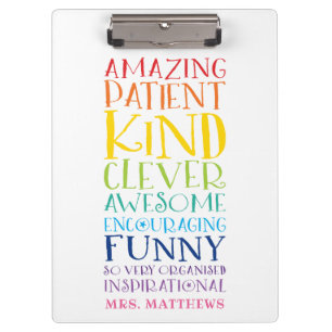 TEACHER bold colorful rainbow positive word stack Clipboard