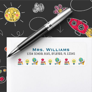 Teacher Book Lightbulb Globe School Return Address Label