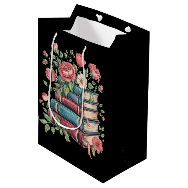 Teacher Book Lover Back to School Wildflowers Medium Gift Bag (Front Angled)