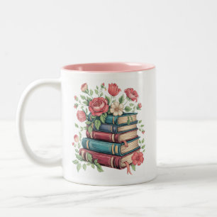 Teacher Book Lover Back to School Wildflowers Two-Tone Coffee Mug