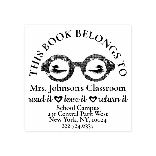 Teacher Bookplate Label Rubber Stamp