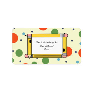 Teacher Bookplate - Polka Dots & Yellow Pencils
