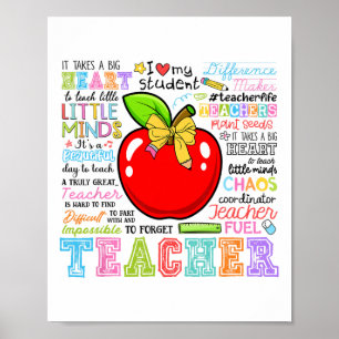 Teacher Bow Pencil Apple Funny Back To School Teac Poster