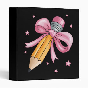 Teacher Bow Pencil Teaching Life Appreciation Gift 3 Ring Binder