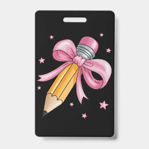 Teacher Bow Pencil Teaching Life Appreciation Gift Badge