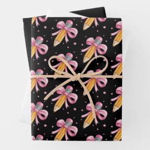 Teacher Bow Pencil Teaching Life Appreciation Gift Wrapping Paper Sheets