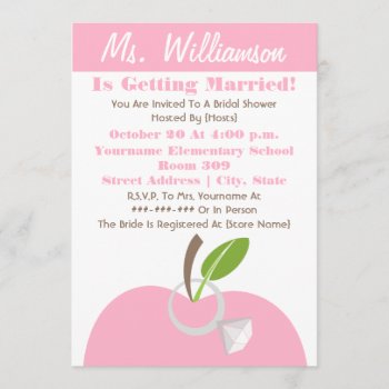 Teacher Bridal Shower Invite - Pink Apple & Ring by thepinkschoolhouse at Zazzle
