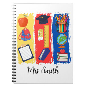 Teacher Bright Color Brushstroke Personalize Notebook