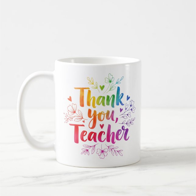 Teacher Bright Colorful "Thank You" Mug Gift (Left)