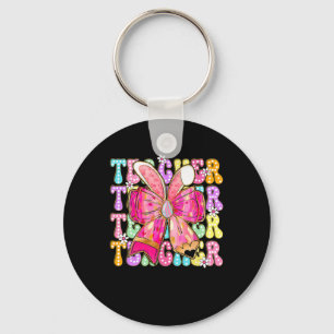 Teacher Bunny Coquette Bow Pencil Bunny Easter Day Keychain