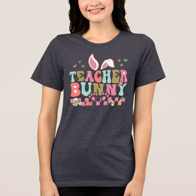 Teacher Bunny Graphic Tri-Blend Shirt (Front)