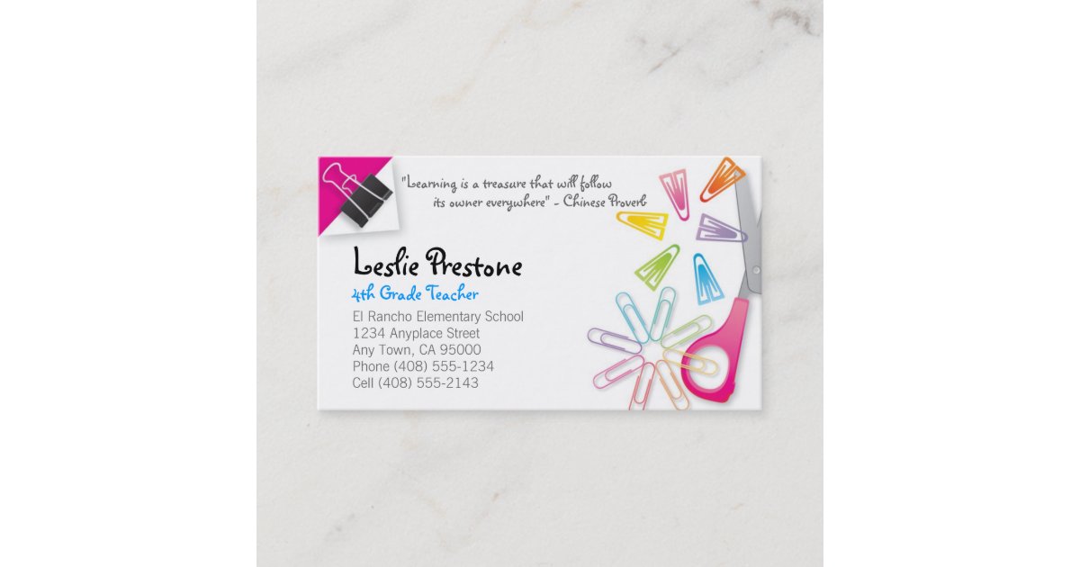 Teacher Business Card Zazzle