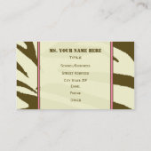 Teacher Business Card - Brown Zebra Print Apple (Back)
