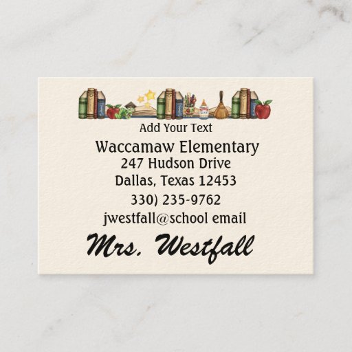 Customizable Teacher Business Card by SRF