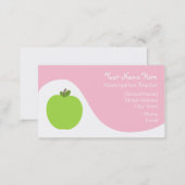 Teacher Business Card - Green Apple & Pink (Front/Back)