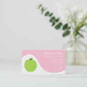 Teacher Business Card - Green Apple & Pink (Standing Front)