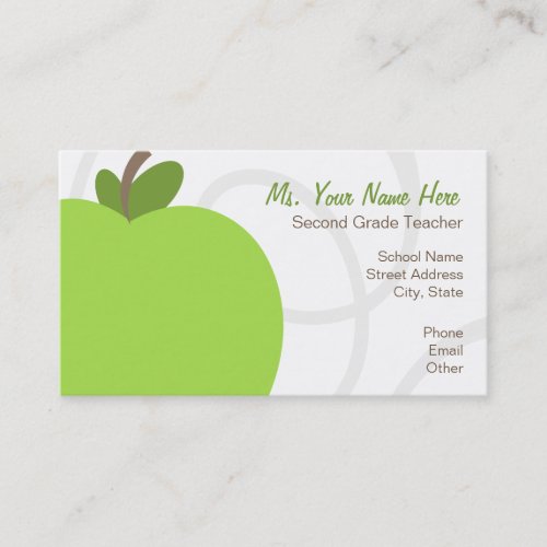 Teacher Business Card - Oversized Green Apple