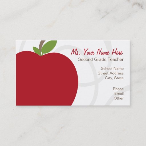 Customizable Teacher Business Card - Oversized Red Apple