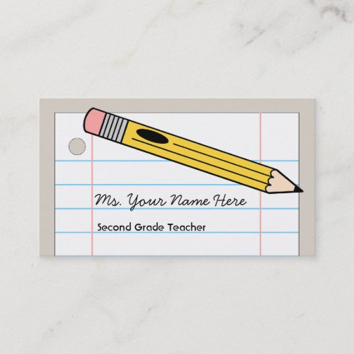 Teacher Business Card _ Pencil and Paper