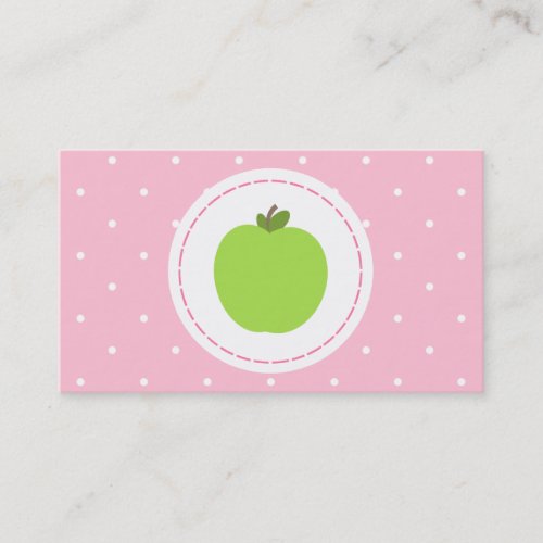 Teacher Business Card - Pink With White Polka Dots